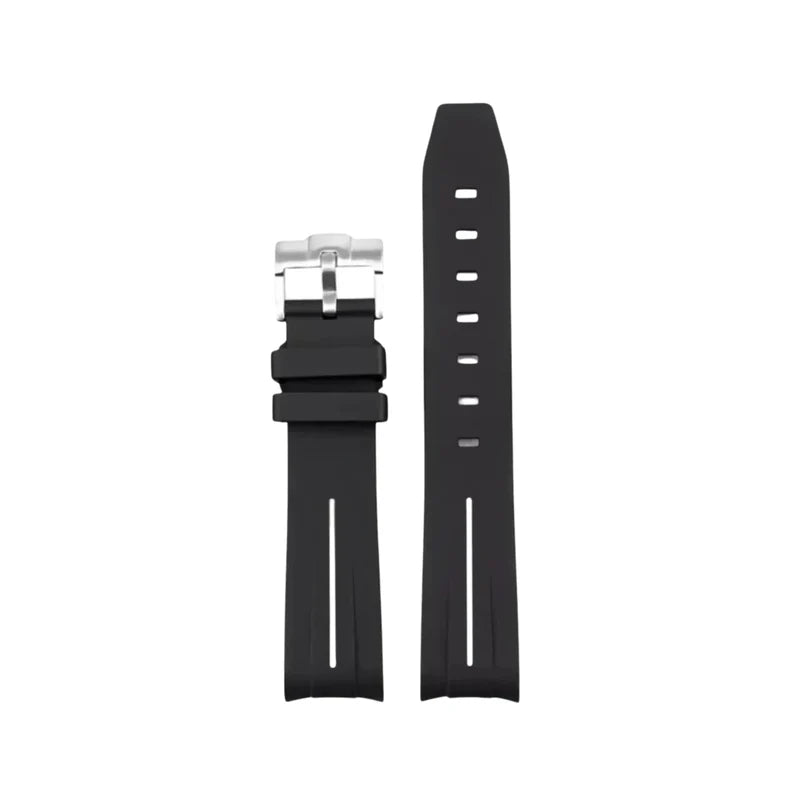 Rubber Strap – For Hamilton Khaki Field (38mm/40mm/42mm) - Black with White LuxLine®