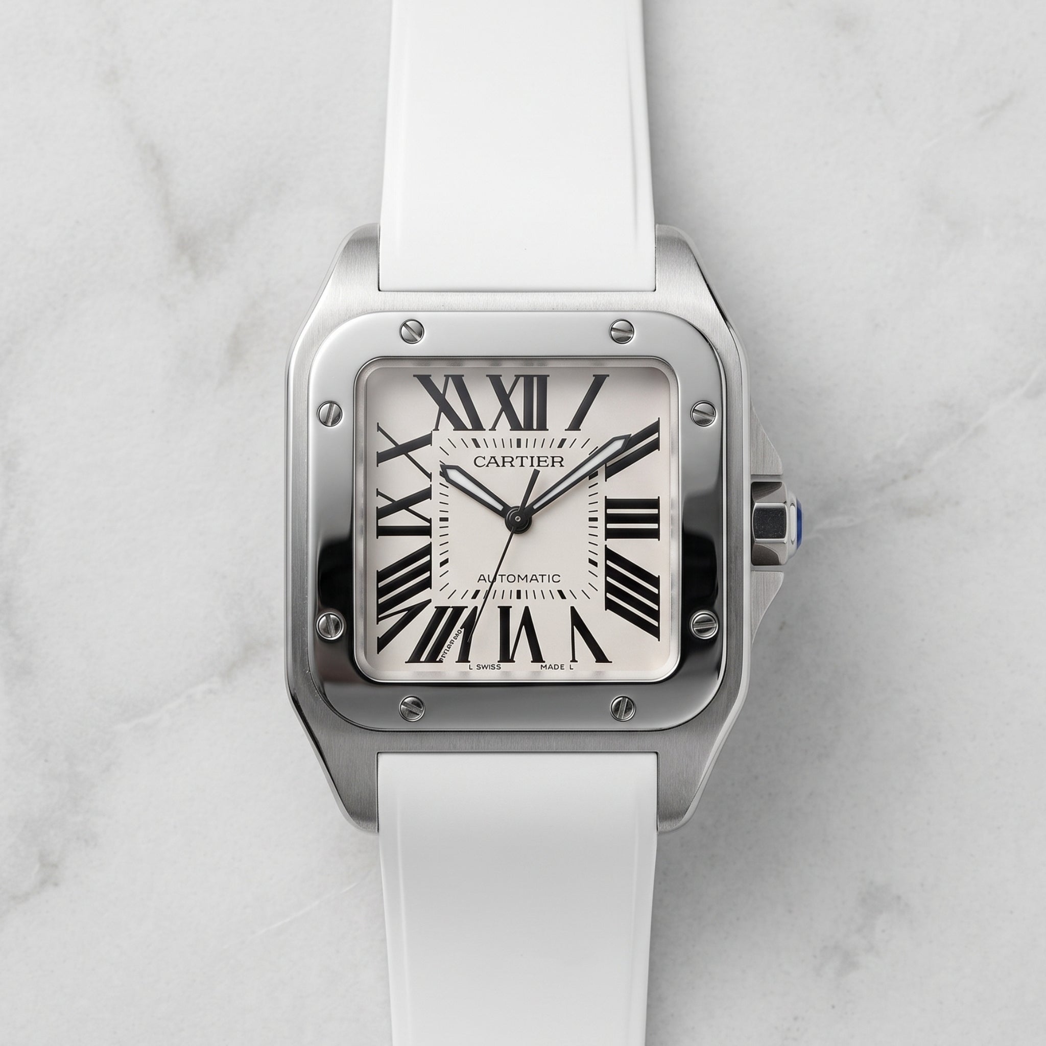 Cartier Santos 100 Rubber Strap - White - Helvetus