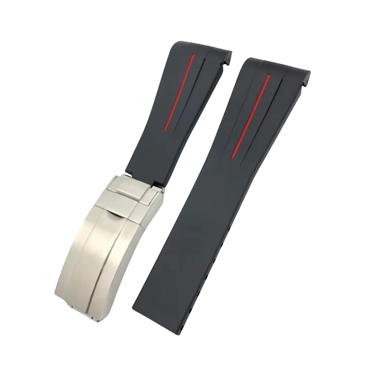 Deployant FKM Rubber Strap - Universal Fit - Black w/Red Line | LuxLine® - Helvetus