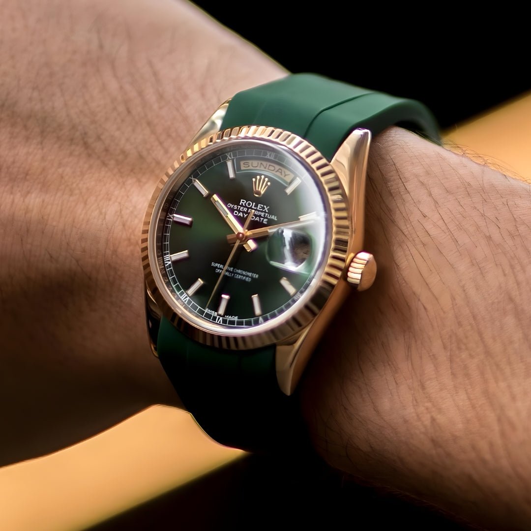 Deployant Rubber Strap - For Rolex Day - Date 40 - Green - Helvetus