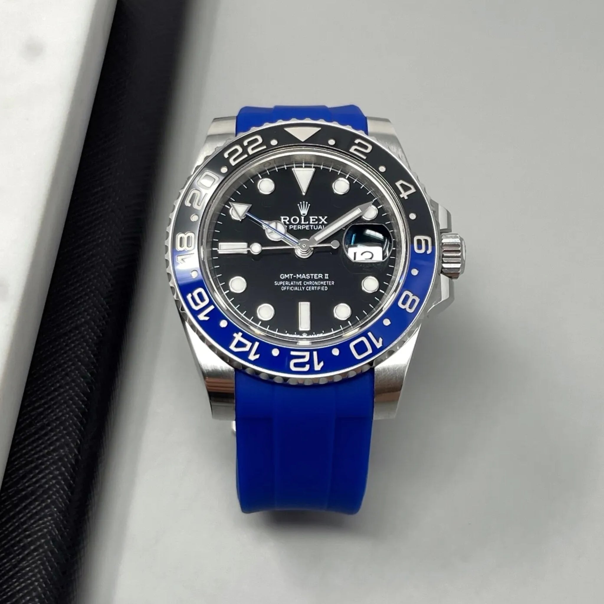 Deployant Rubber Strap - For Rolex GMT - Master II - Blue - Helvetus