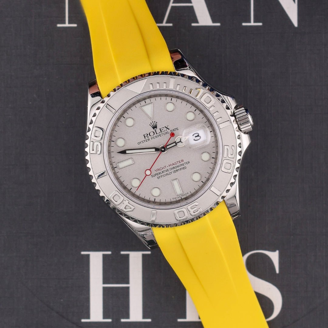 Deployant Rubber Strap - For Rolex Yacht - Master 40mm/42mm - Yellow - Helvetus