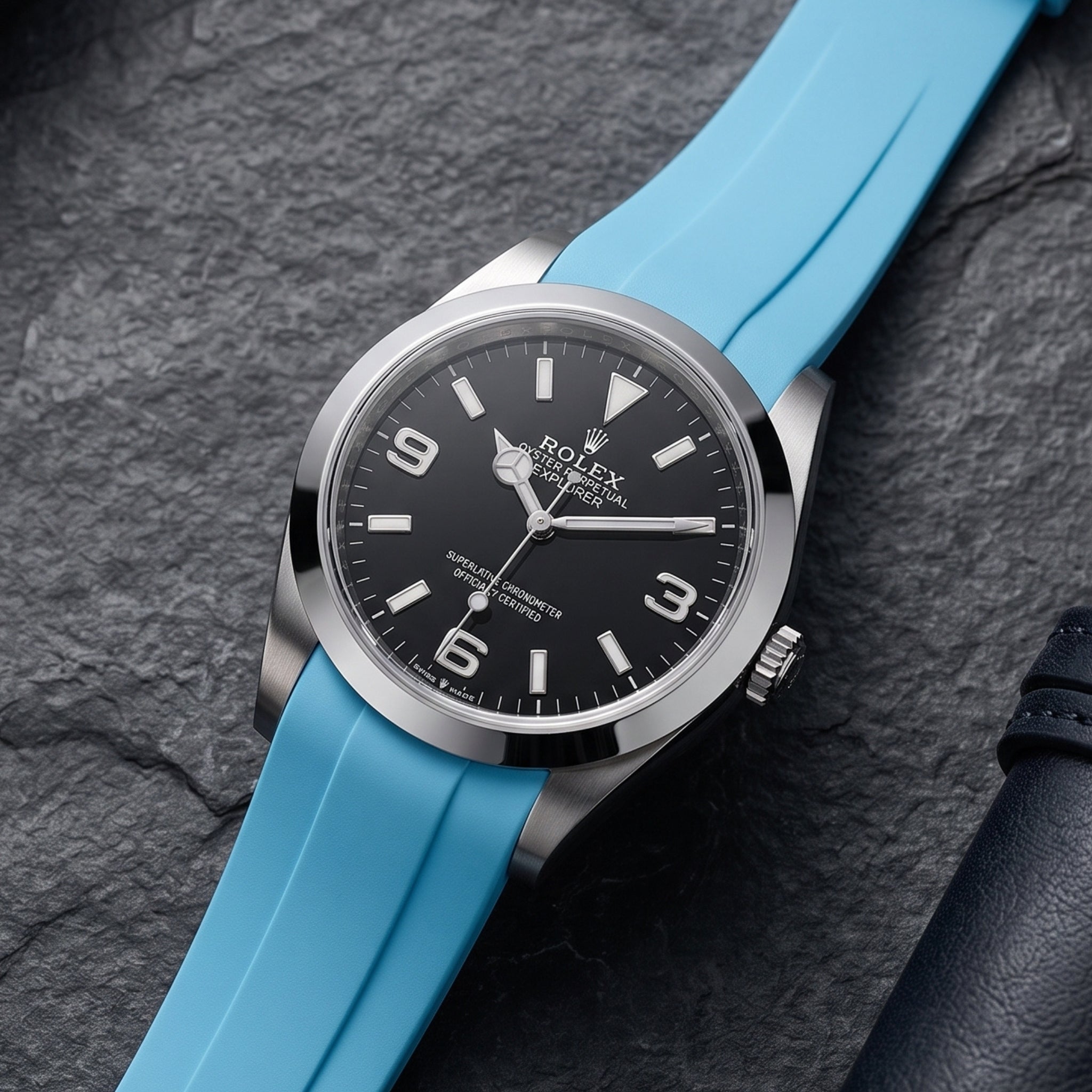 Deployant Strap - For Rolex Explorer I - Light Blue - Helvetus