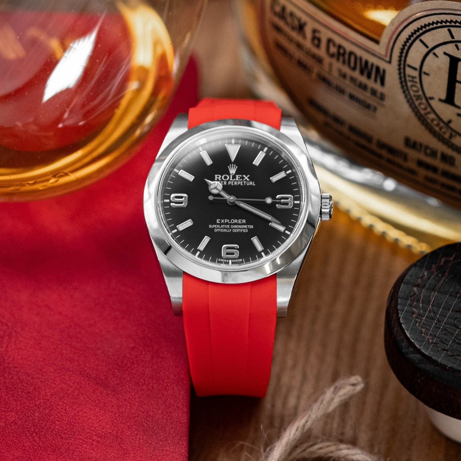 Deployant Strap - For Rolex Explorer I - Red - Helvetus