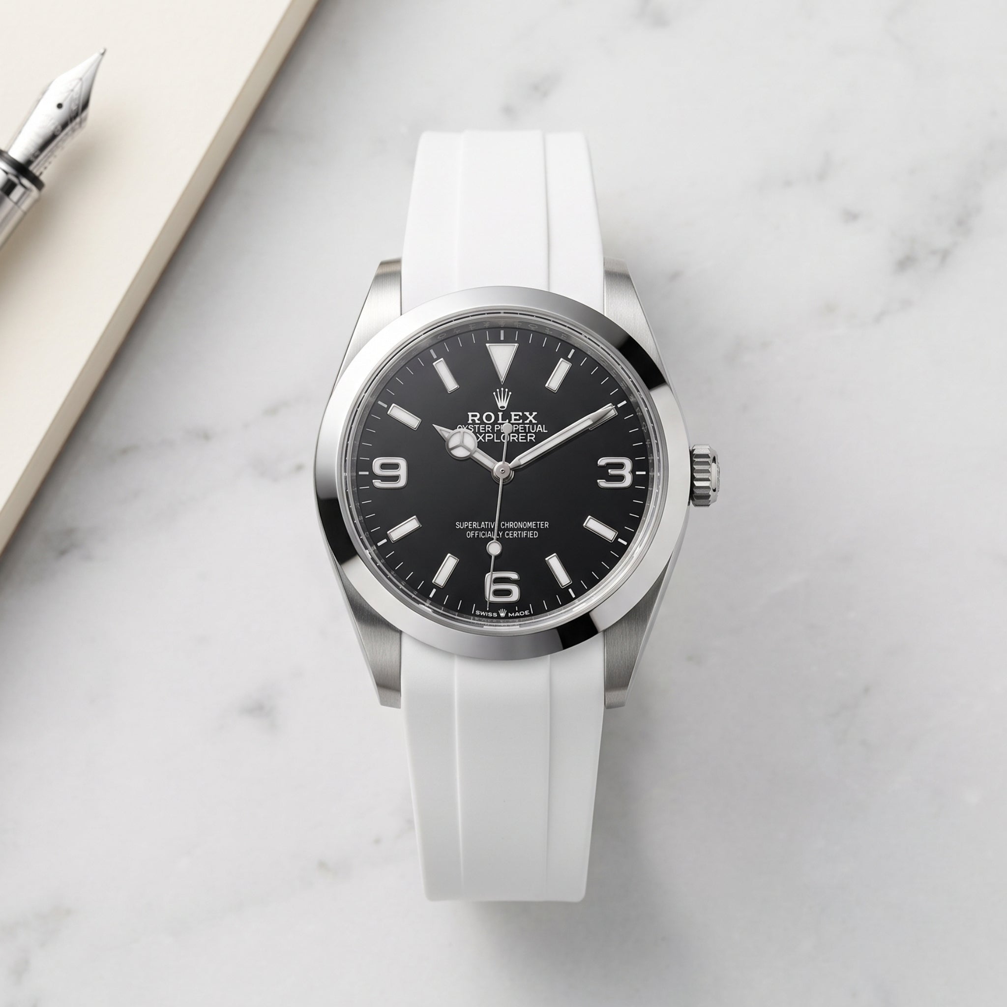 Deployant Strap - For Rolex Explorer I - White - Helvetus