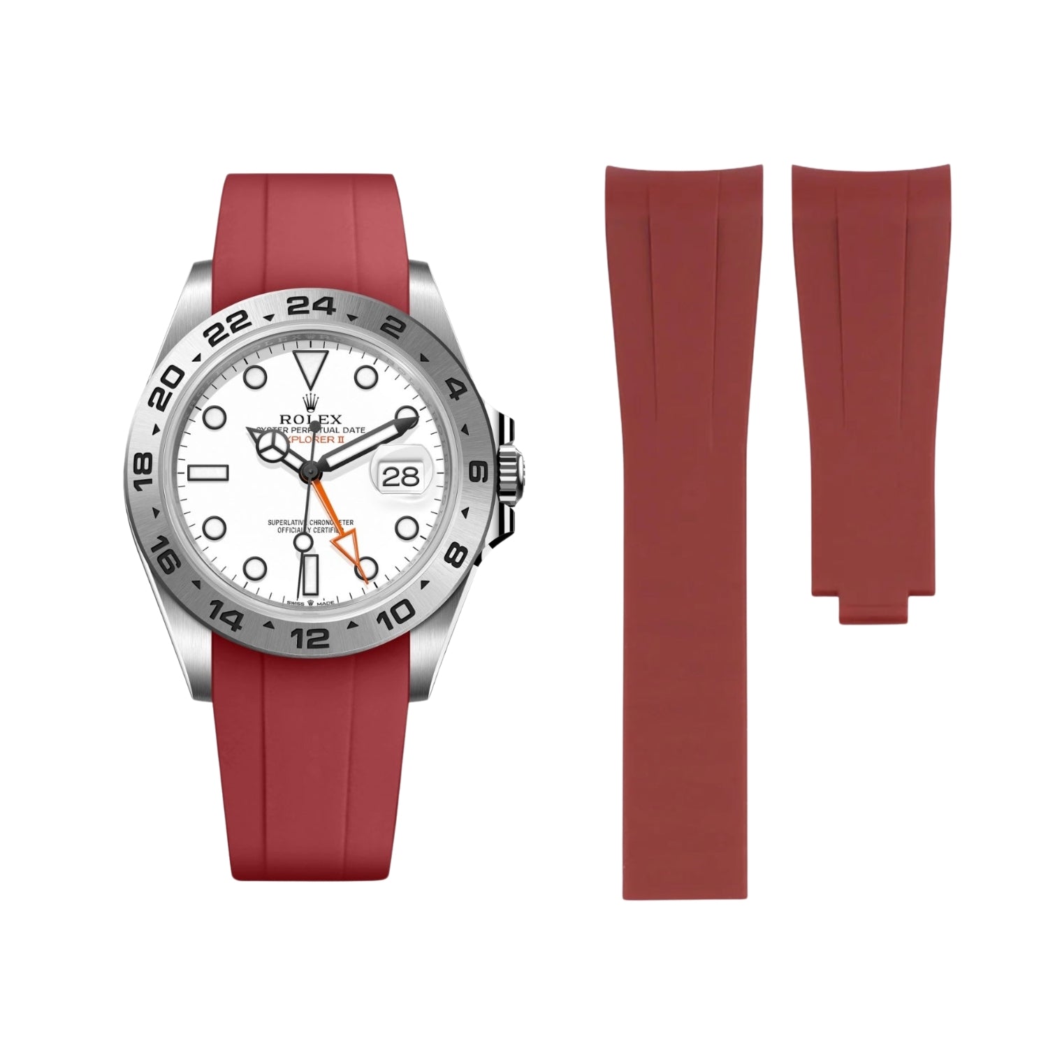 Deployant Strap - For Rolex Explorer II - Bordeaux - Helvetus