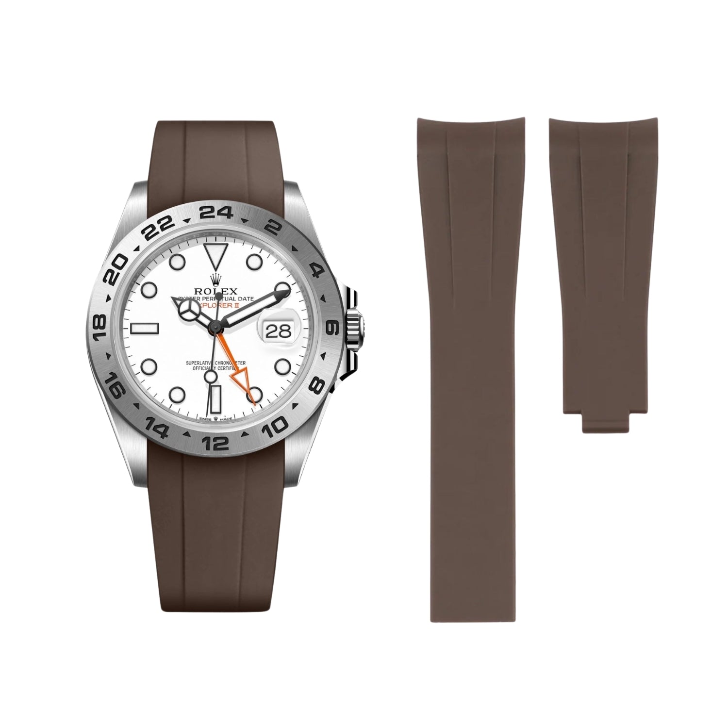 Deployant Strap - For Rolex Explorer II - Brown - Helvetus