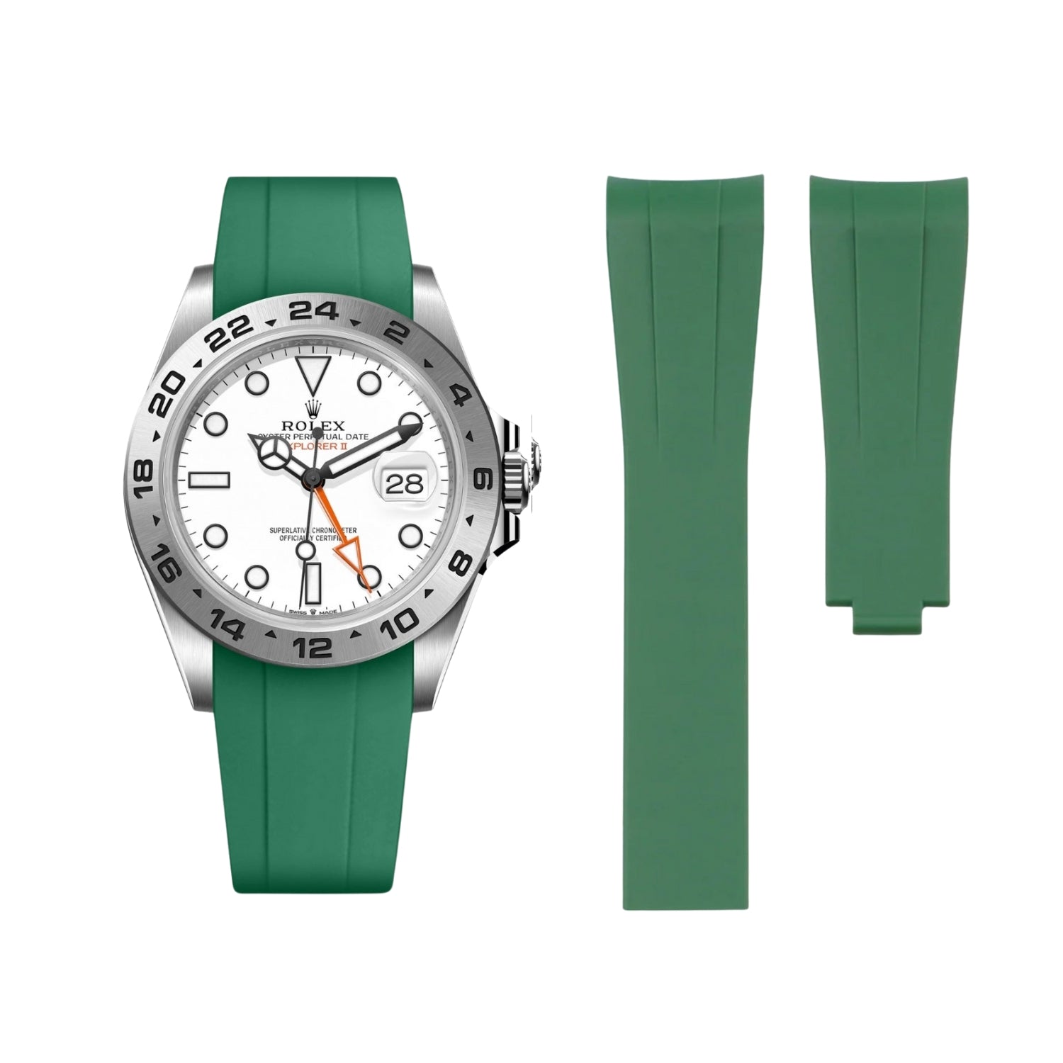 Deployant Strap - For Rolex Explorer II - Green - Helvetus