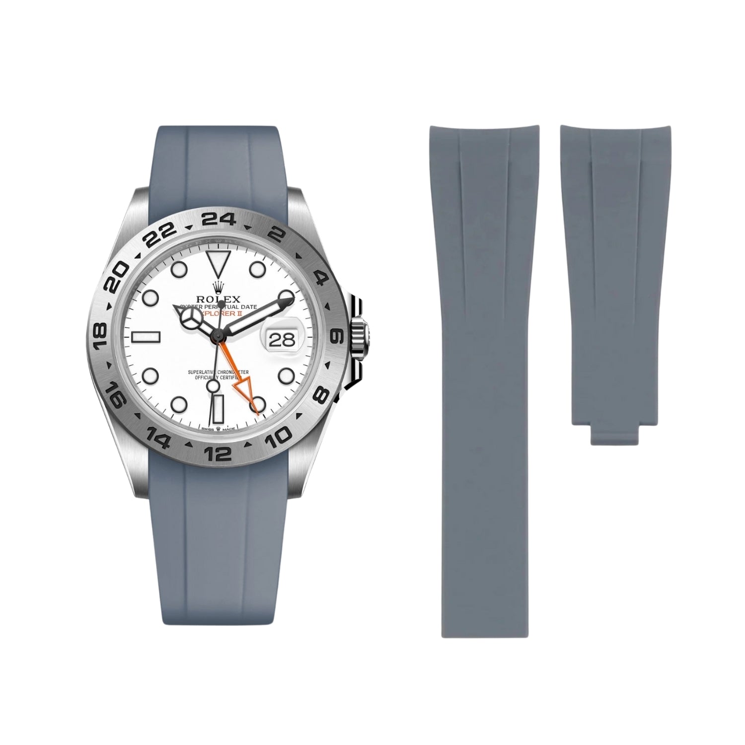 Deployant Strap - For Rolex Explorer II - Grey - Helvetus