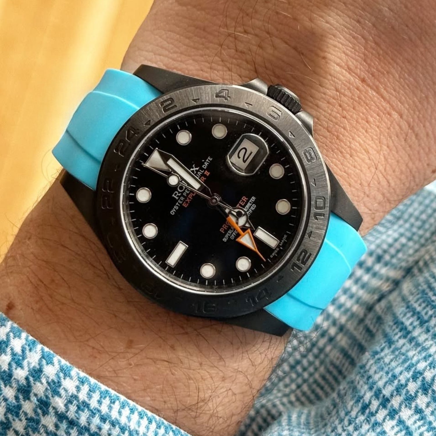 Deployant Strap - For Rolex Explorer II - Light Blue - Helvetus