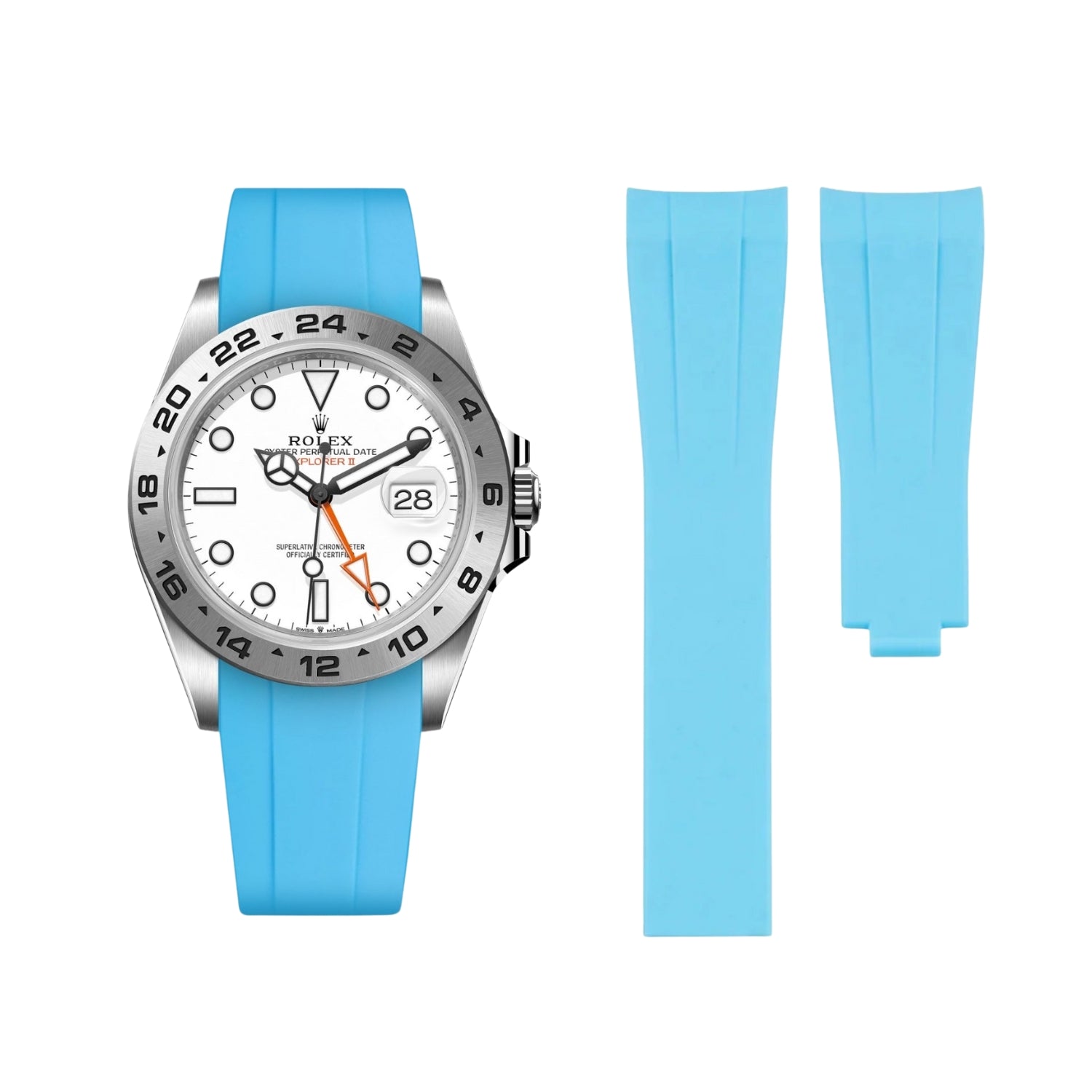 Deployant Strap - For Rolex Explorer II - Light Blue - Helvetus
