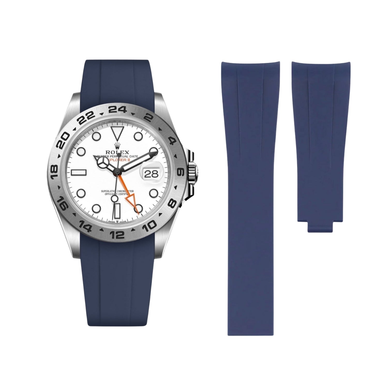 Deployant Strap - For Rolex Explorer II - Navy Blue - Helvetus