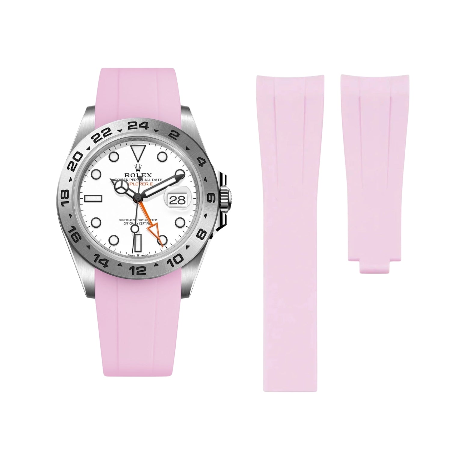 Deployant Strap - For Rolex Explorer II - Pink - Helvetus