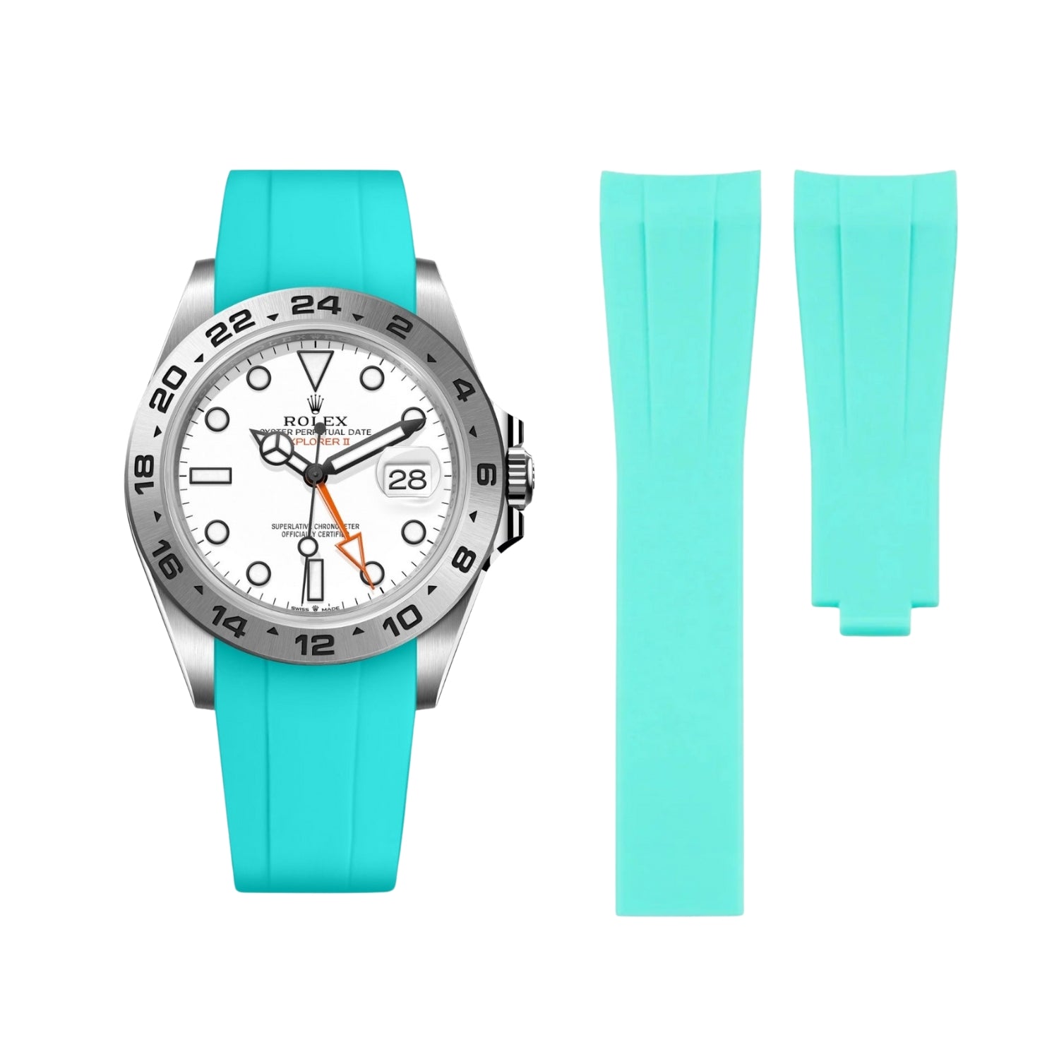 Deployant Strap - For Rolex Explorer II - Turquoise - Helvetus