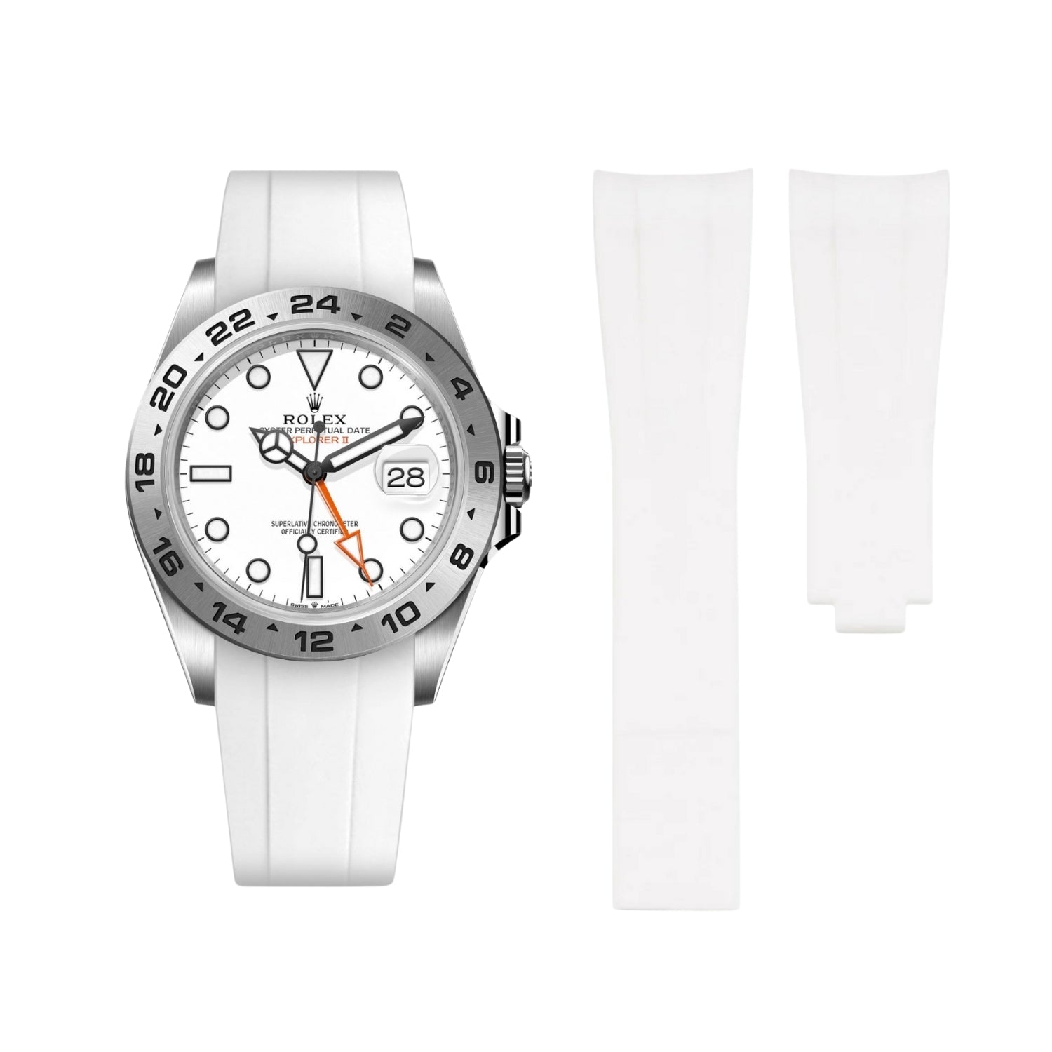 Deployant Strap - For Rolex Explorer II - White - Helvetus