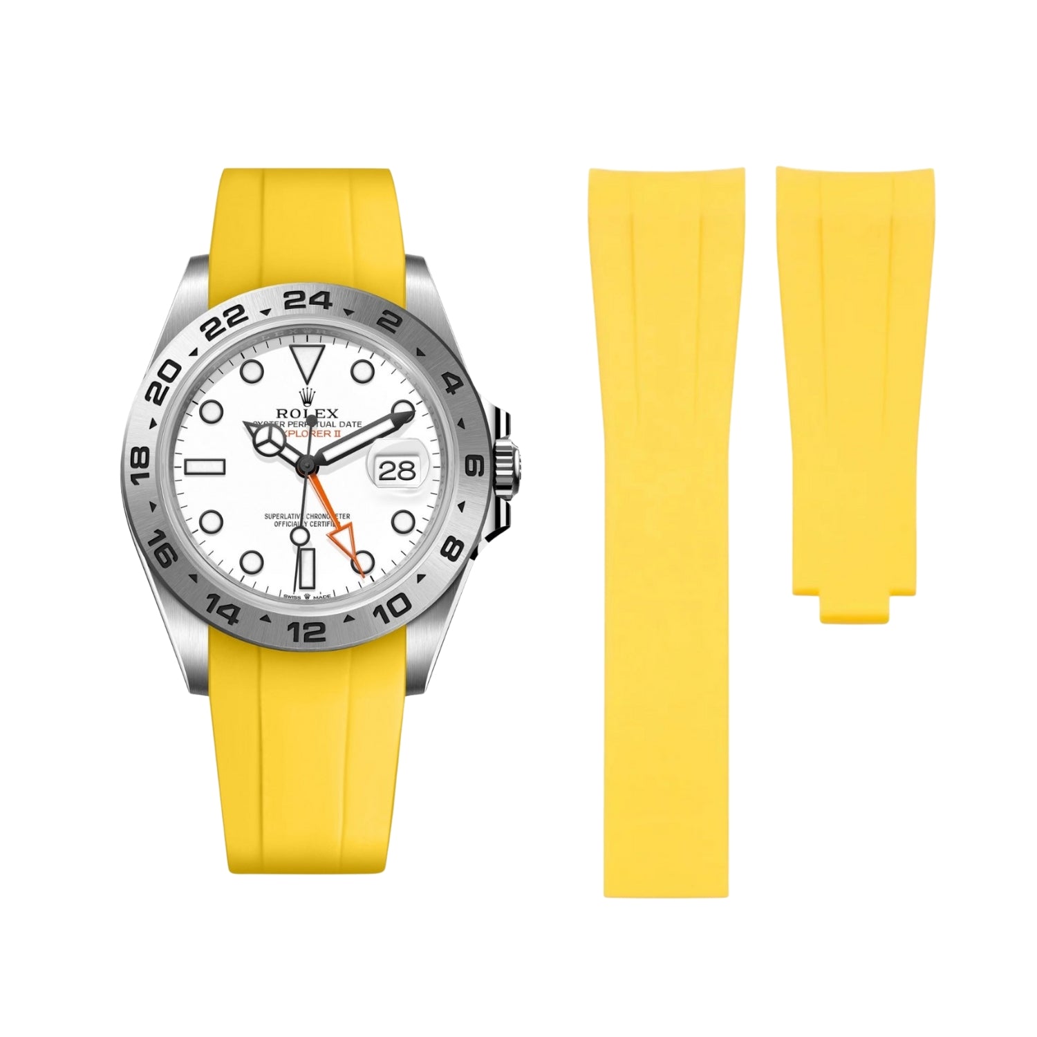 Deployant Strap - For Rolex Explorer II - Yellow - Helvetus