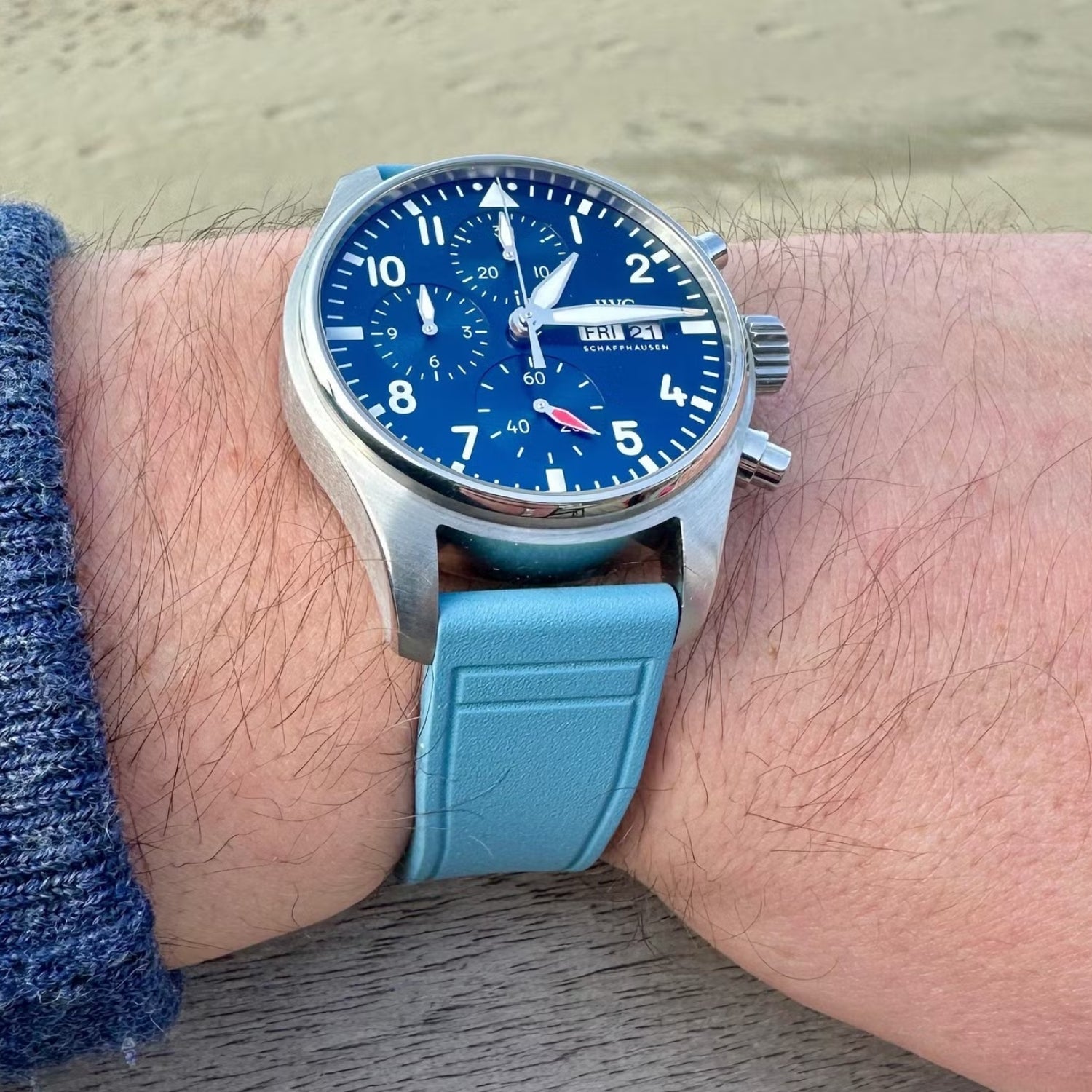 FKM Rubber Strap - For IWC Portugieser/Aquatimer/All Pilot Models/Portugieser/Portofino - Light Blue - Helvetus