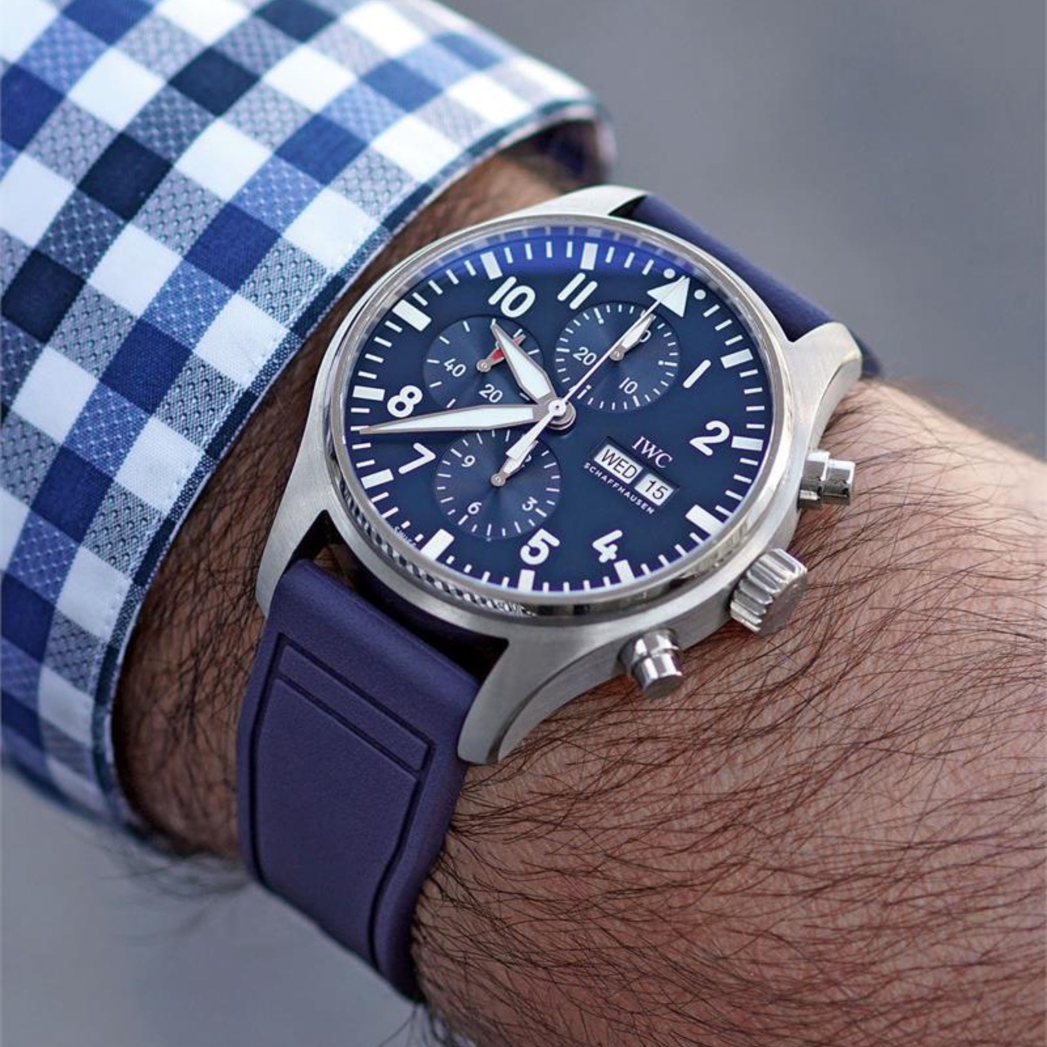 FKM Rubber Strap - For IWC Portugieser/Aquatimer/All Pilot Models/Portugieser/Portofino - Navy Blue - Helvetus