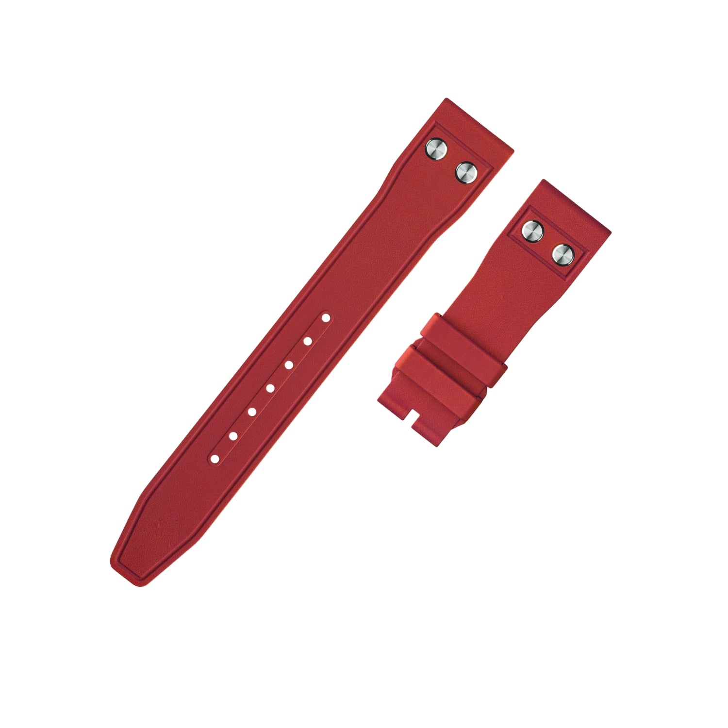 FKM Rubber Strap - For IWC Portugieser/Aquatimer/All Pilot Models/Portugieser/Portofino - Red - With Rivets - Helvetus