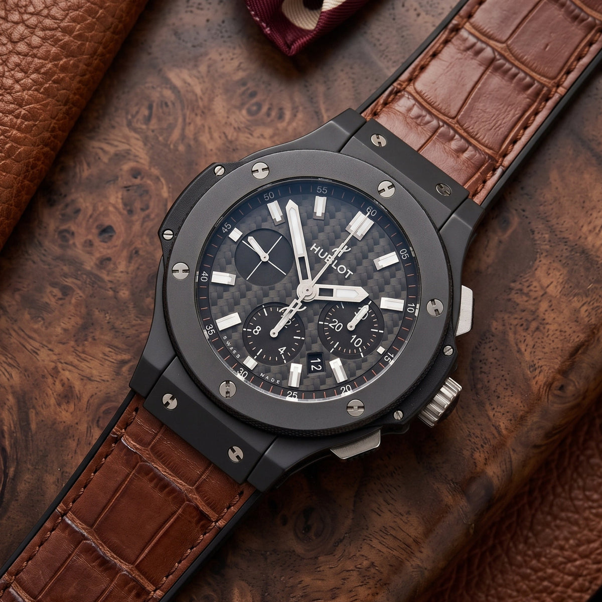Leather Strap - For Hublot Big Bang 44mm - Brown - Helvetus
