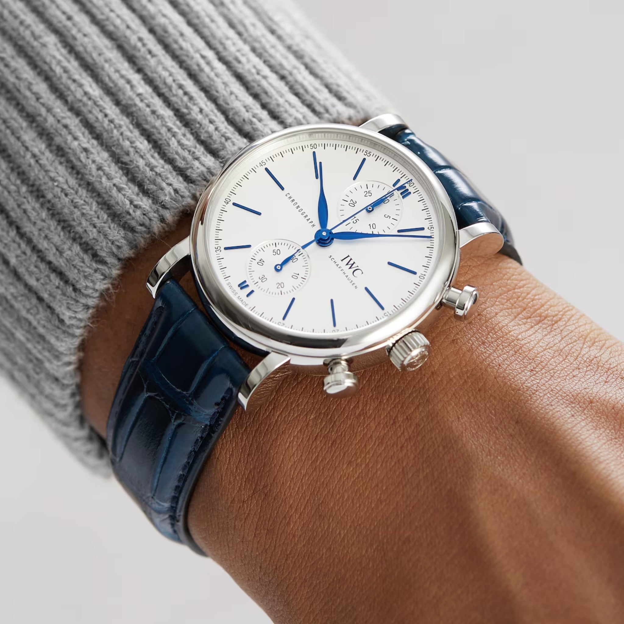 Leather Strap - For IWC Portofino/ Portugieser - Blue - Helvetus