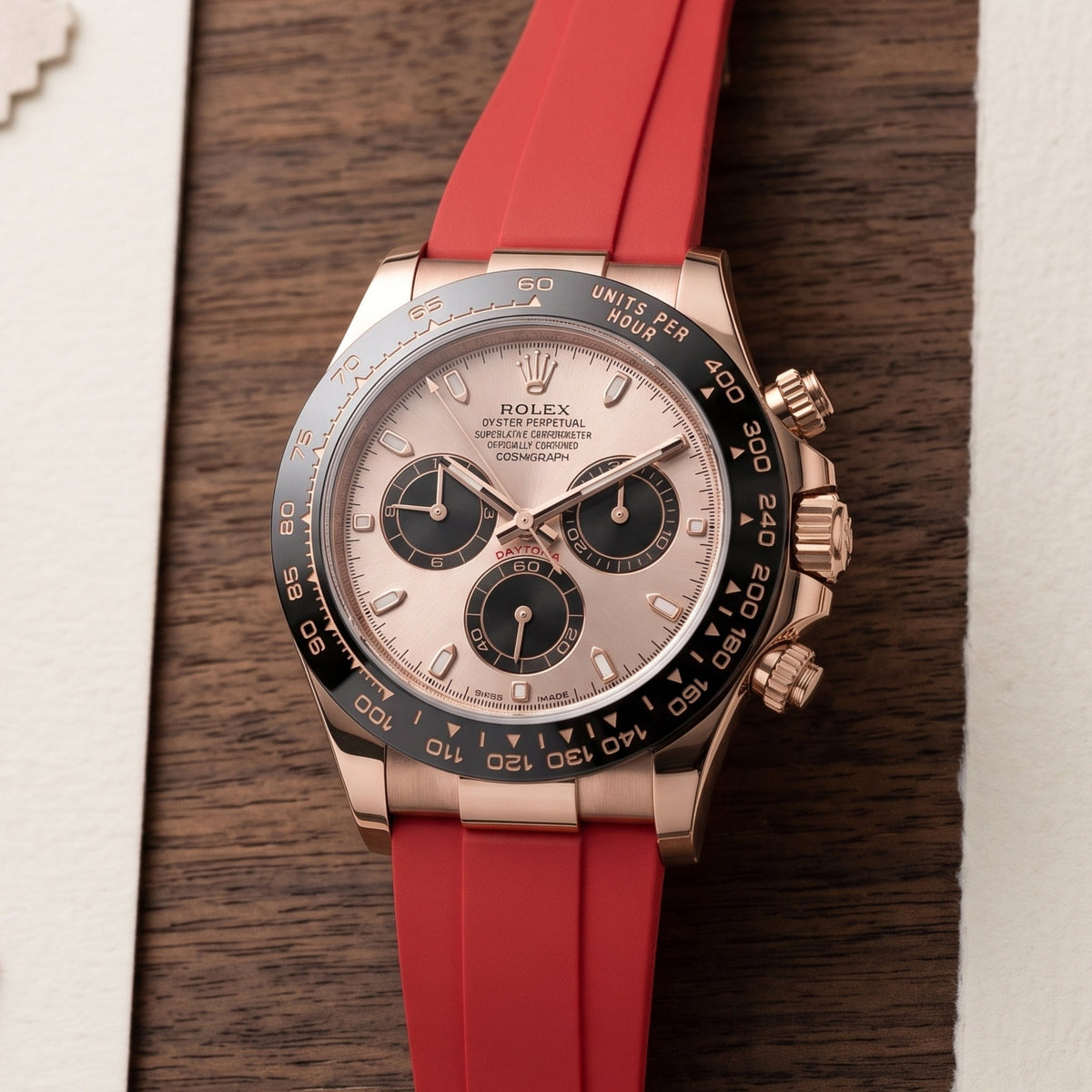 Red FKM Rubber Strap for Rolex Oysterflex – Daytona, Yacht-Master & Sky-Dweller - Helvetus
