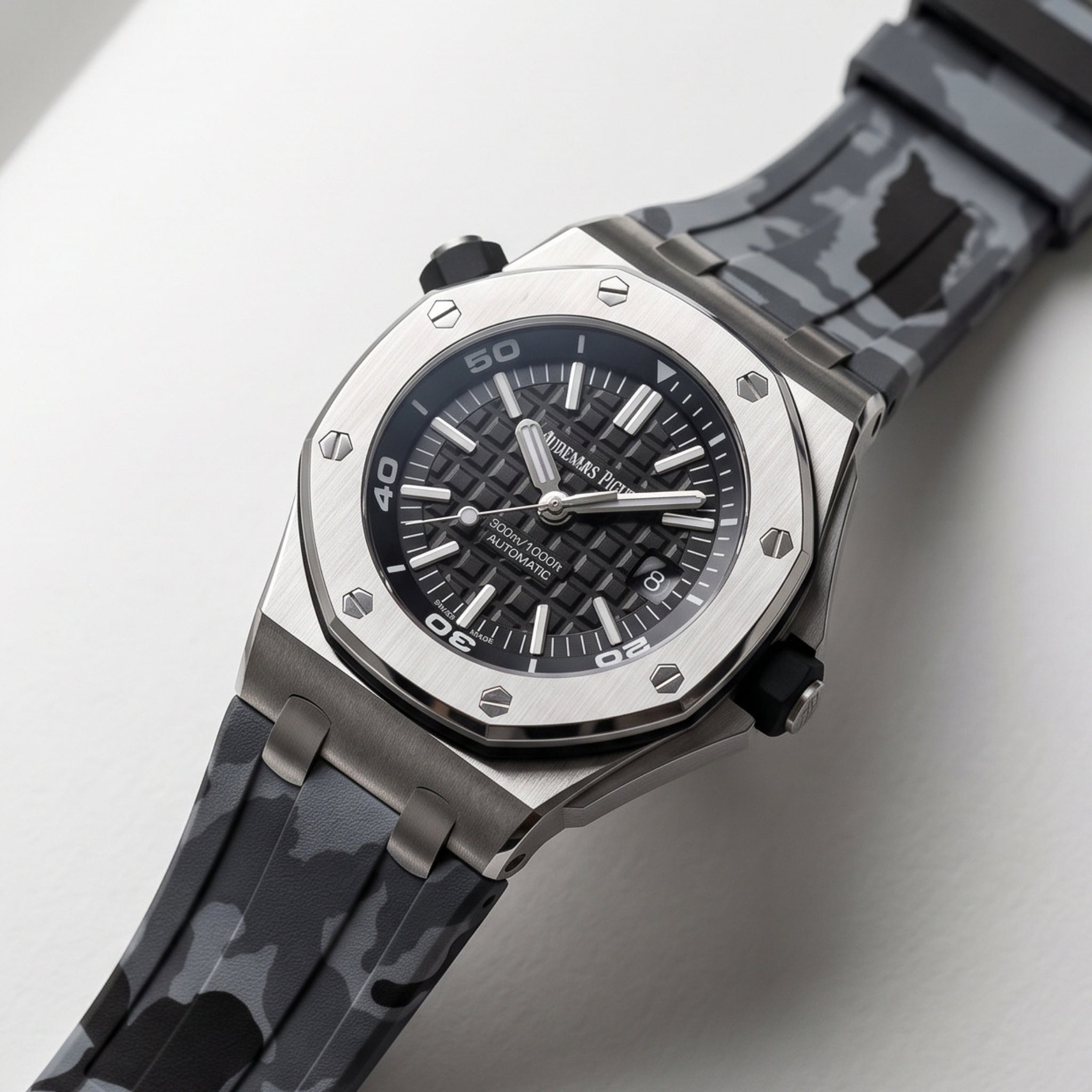 Rubber Strap - For all Audemars Piguet Offshore Diver - Grey Camo - Helvetus