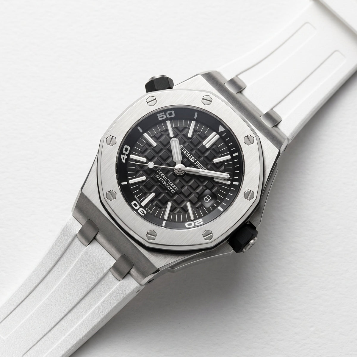 Rubber Strap - For all Audemars Piguet Offshore Diver - White - Helvetus