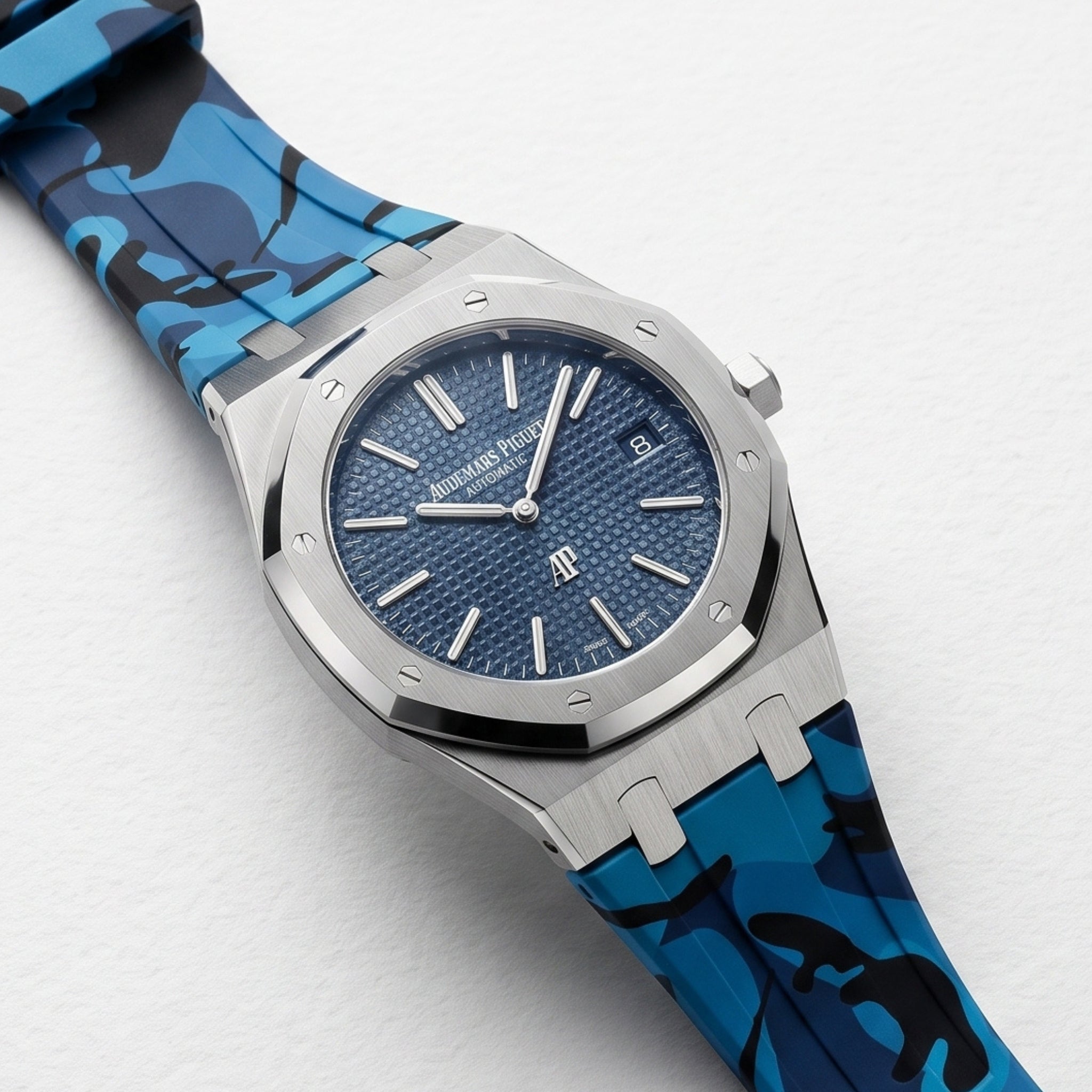 Rubber Strap - For all Audemars Piguet Royal Oak 39mm - Blue Camo - Helvetus