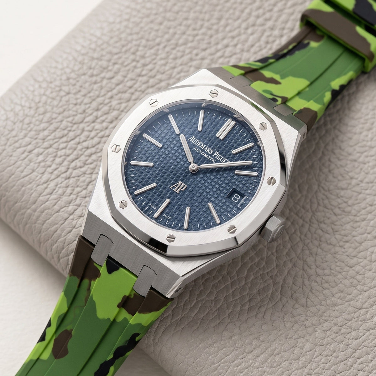Rubber Strap - For all Audemars Piguet Royal Oak 39mm - Light Green Camo - Helvetus