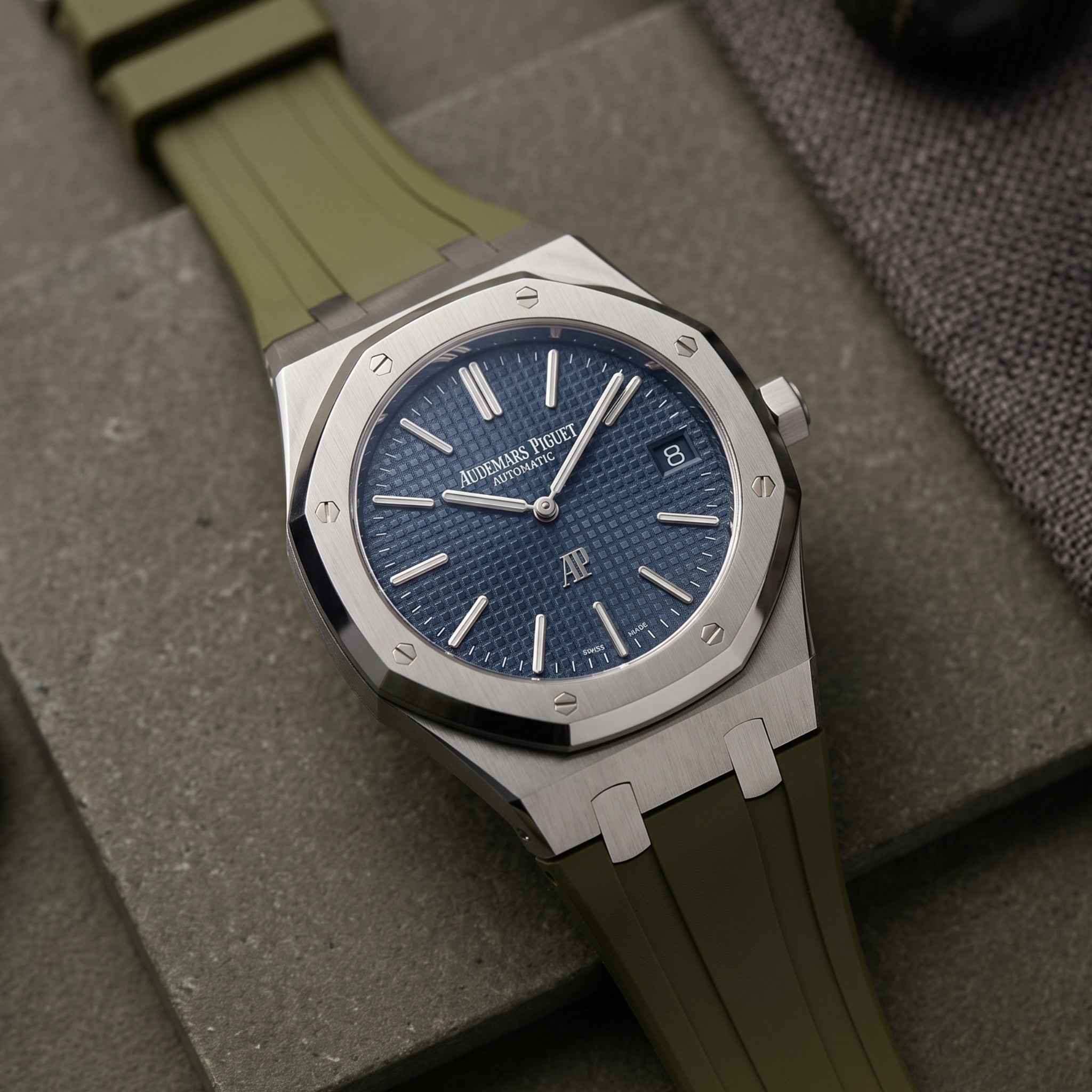 Rubber Strap - For all Audemars Piguet Royal Oak 39mm - Olive Green - Helvetus
