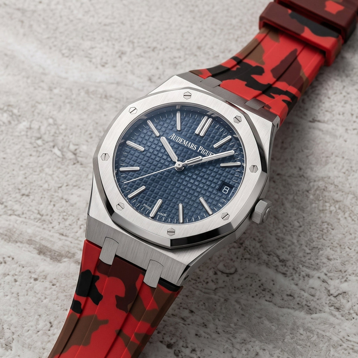 Rubber Strap - For all Audemars Piguet Royal Oak 41mm - Red Camo - Helvetus