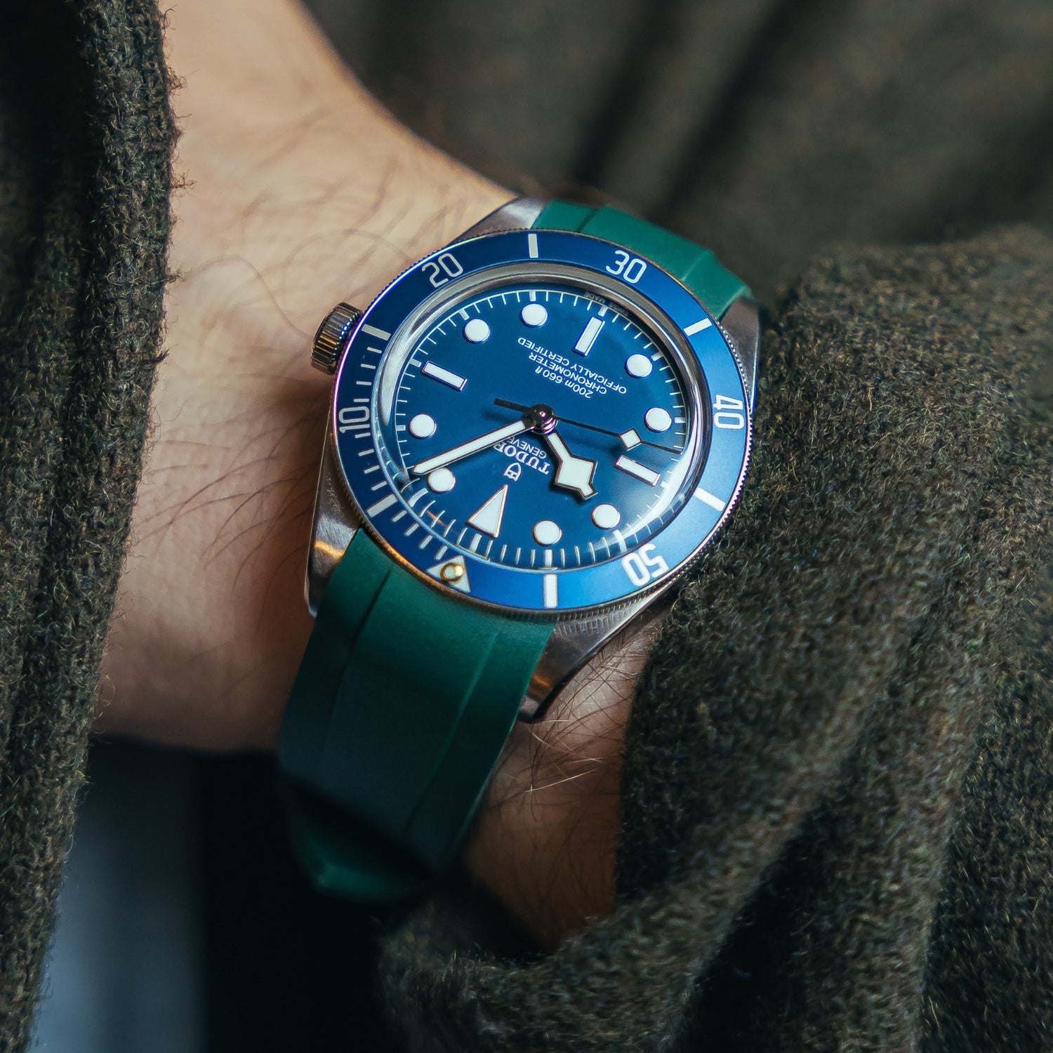 Rubber Strap - For all Tudor Black Bay Models - Green - Helvetus