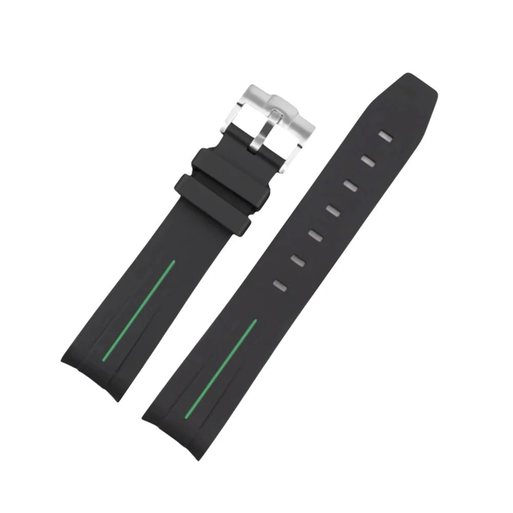 Rubber Strap - For all Zenith Chronomaster Models - Black w/Green Line | LuxLine® - Helvetus