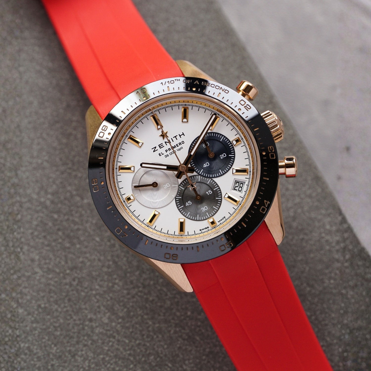 Rubber Strap - For all Zenith Chronomaster Models - Red - Helvetus