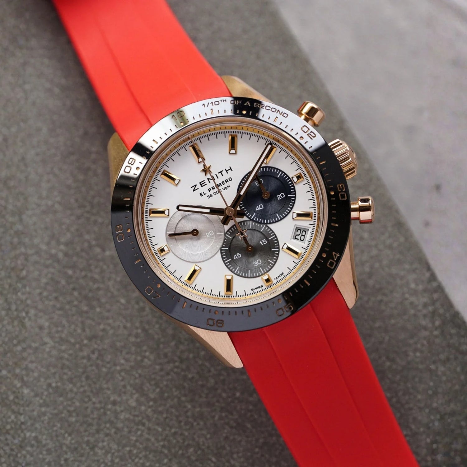 Rubber Strap - For all Zenith Chronomaster Models - Red - Helvetus