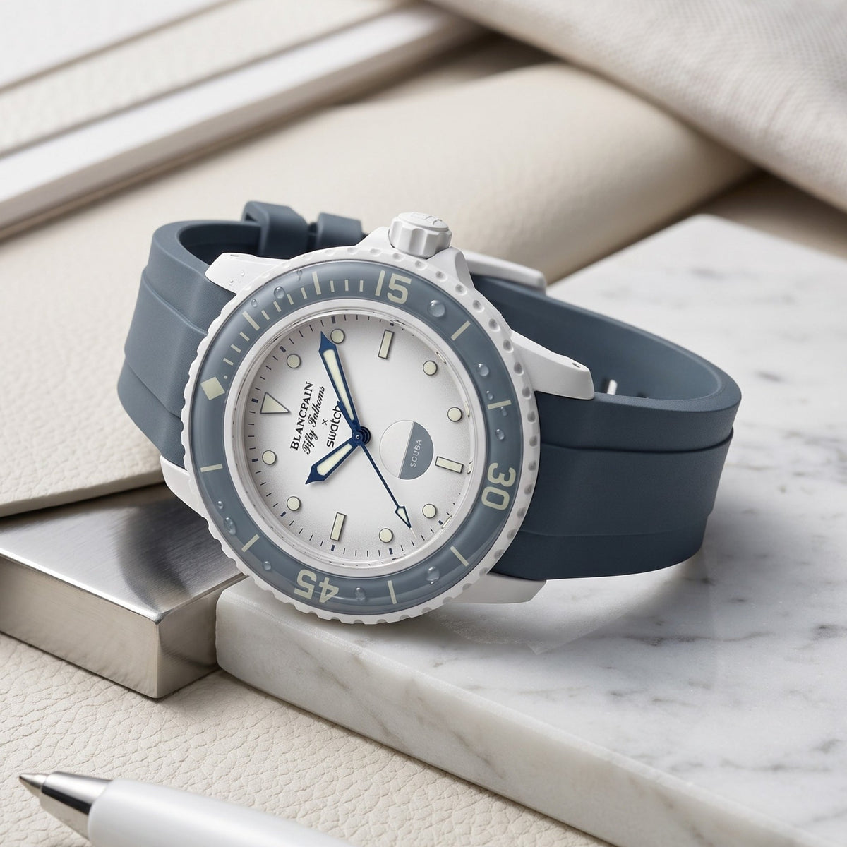 Rubber Strap - For Blancpain X Swatch - Antarctic Ocean - Helvetus