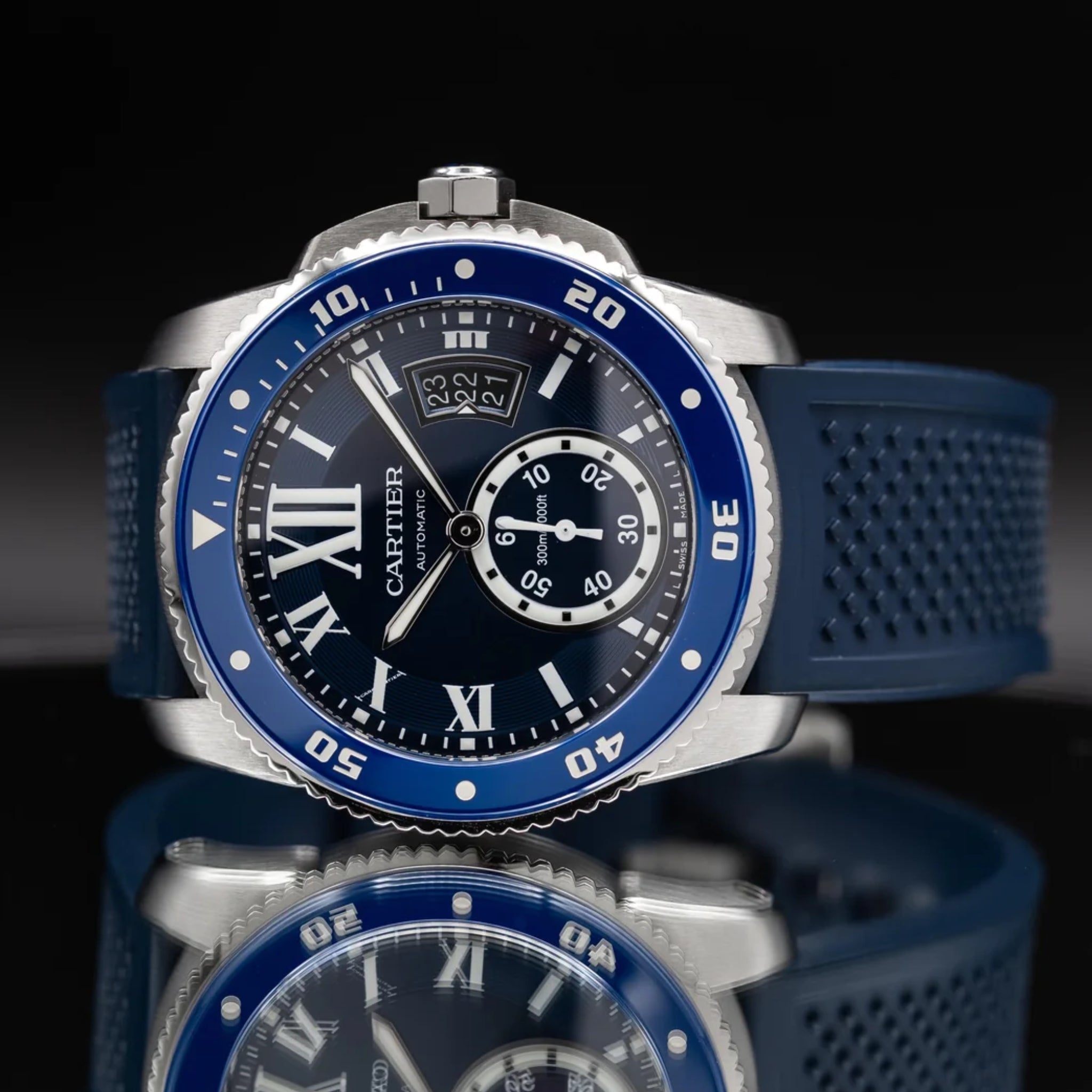 Rubber Strap - For Cartier Calibre - Blue - Helvetus