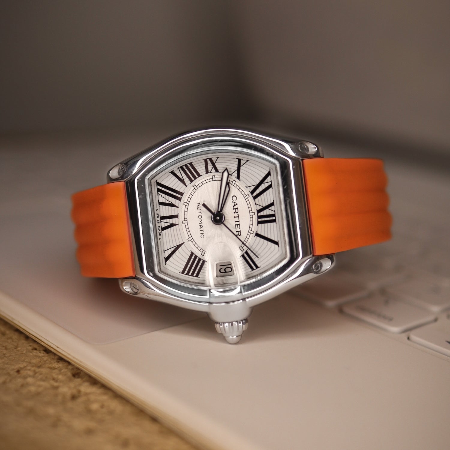 Rubber Strap - For Cartier Roadster - Orange - Helvetus