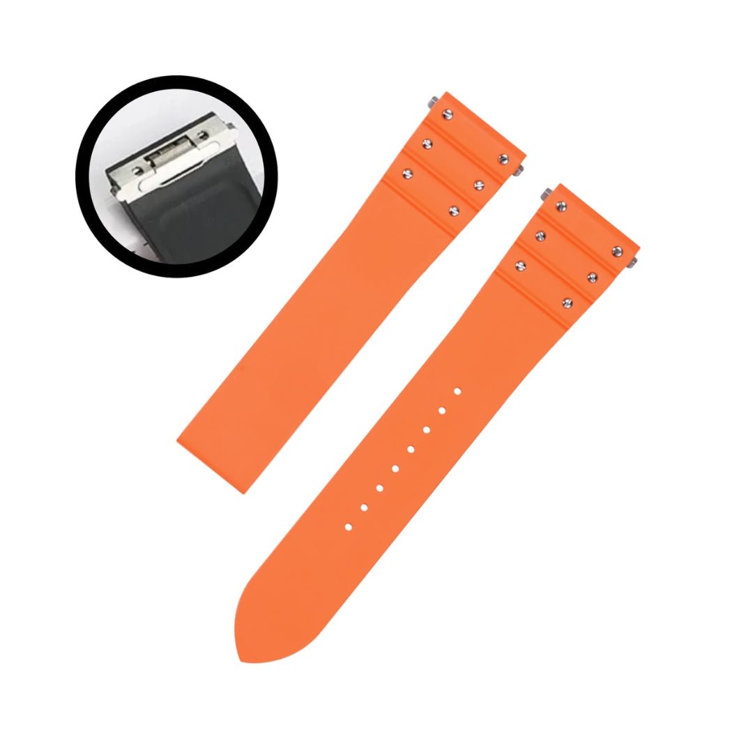 Rubber Strap - For Cartier Santos Medium/Large - Orange with Screws - Quick Release/Switch - Helvetus