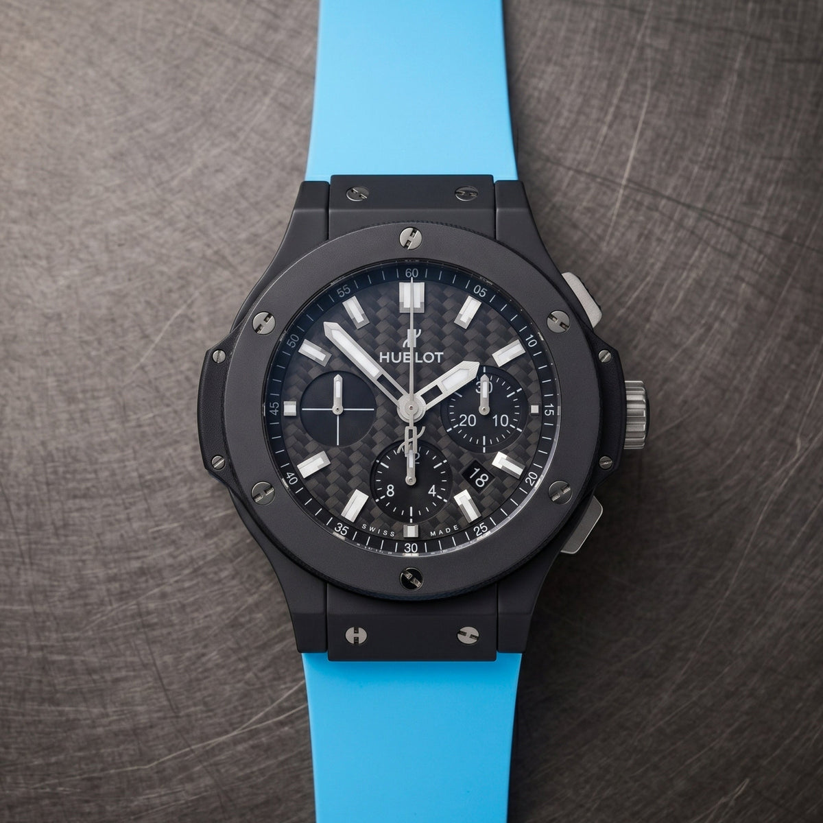 Rubber Strap - For Hublot Big Bang 44mm - Light Blue - Helvetus