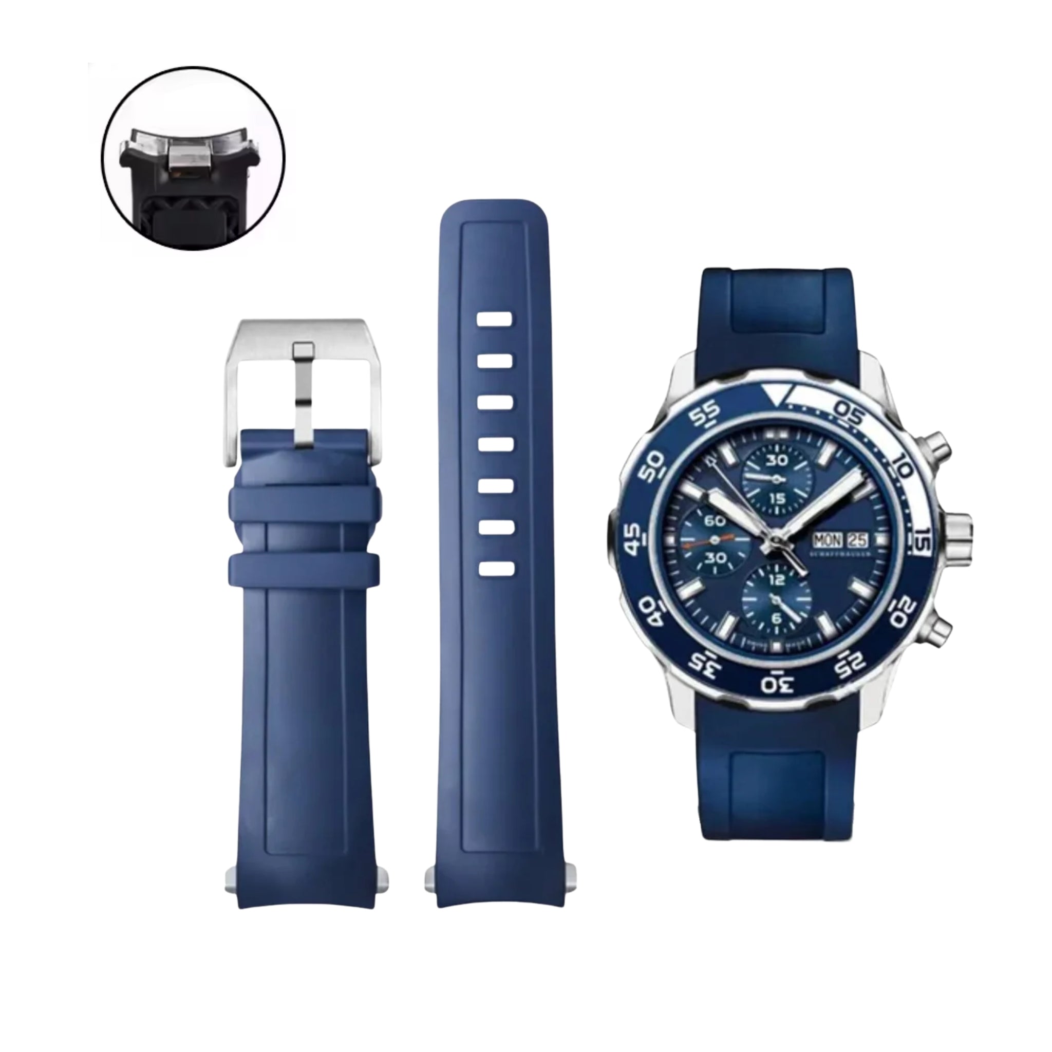 Rubber Strap - For IWC Aquatimer 2000 - Blue - Helvetus