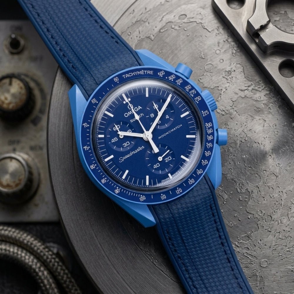 Rubber Strap - For Mission to Neptune | Omega X Swatch | MoonSwatch - Blue w/Blue - Helvetus