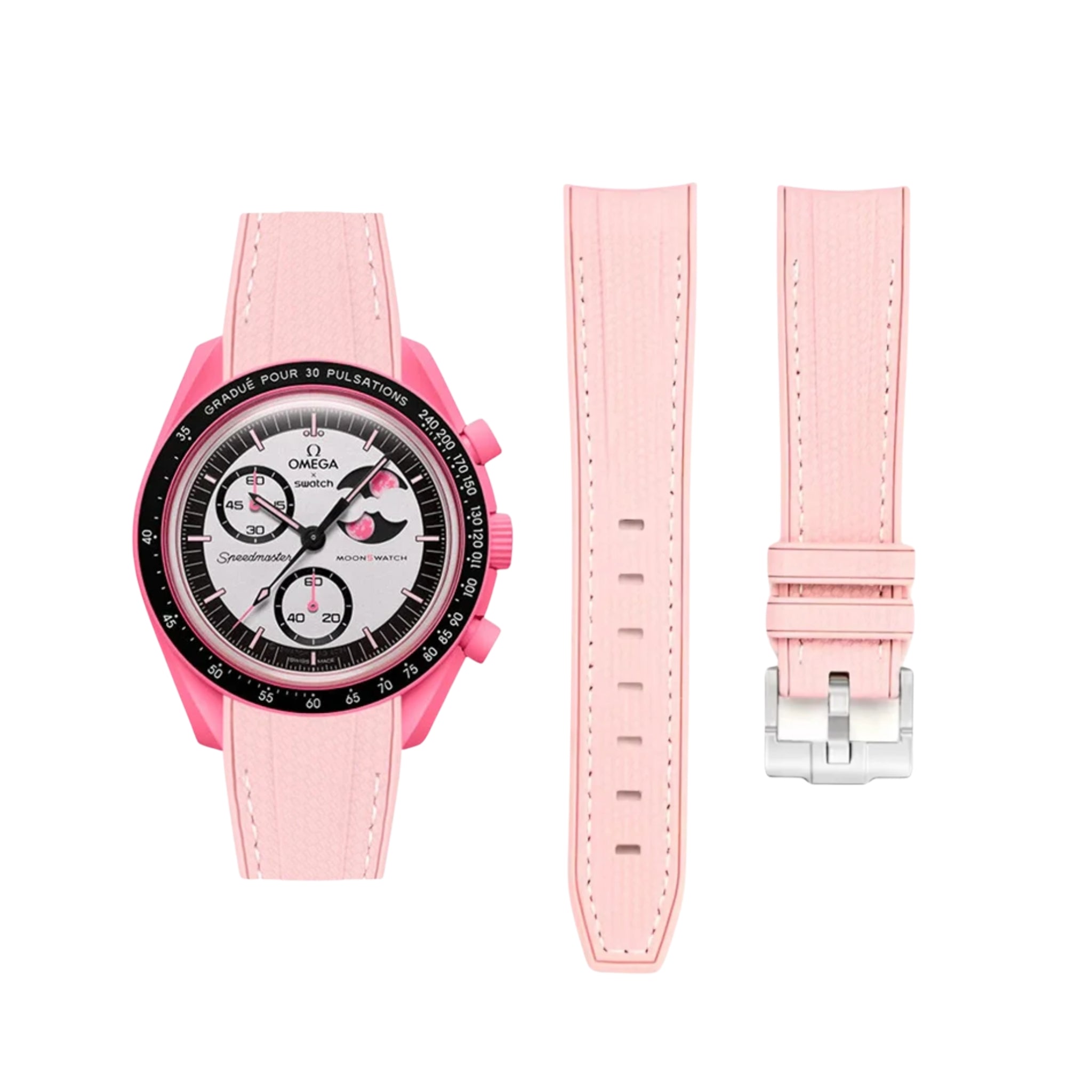Rubber Strap - For Mission to The Pink Moonphase - Pink - Helvetus
