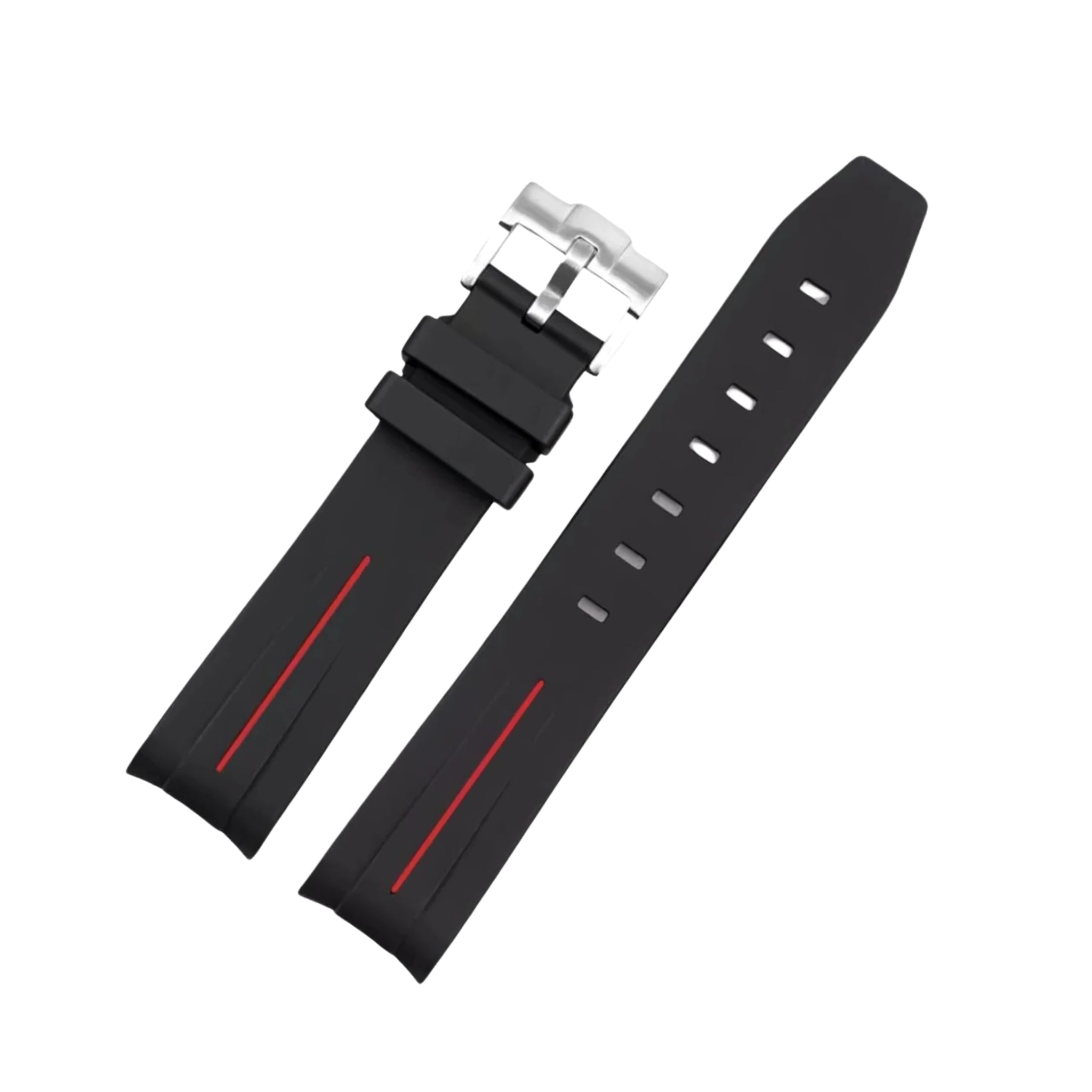 Rubber Strap - For Omega Seamaster 300 - Black/Rot | LuxLine® - Helvetus