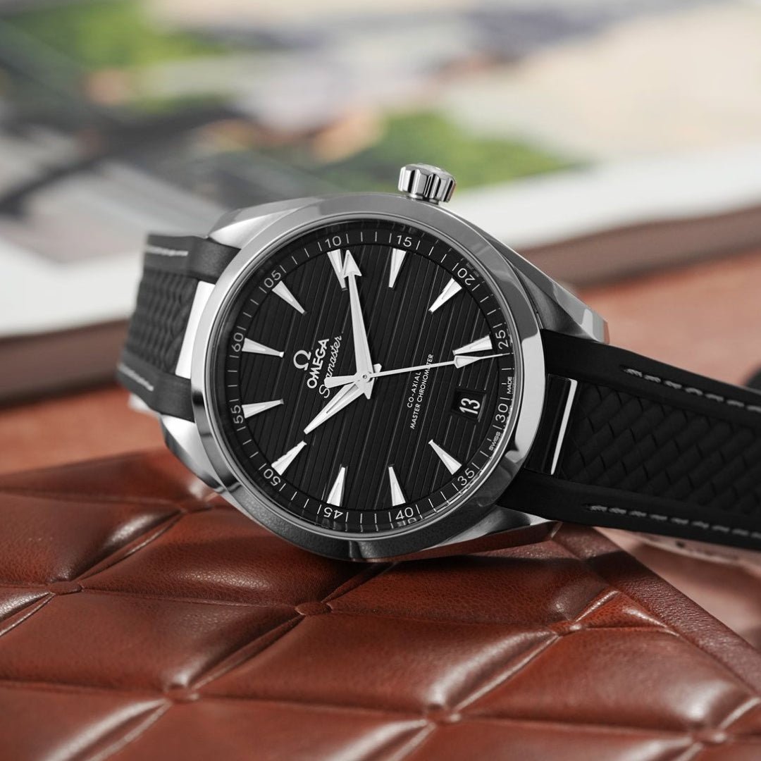Rubber Strap - For Omega Seamaster Aqua Terra 300 / 150m - Black/White - Helvetus