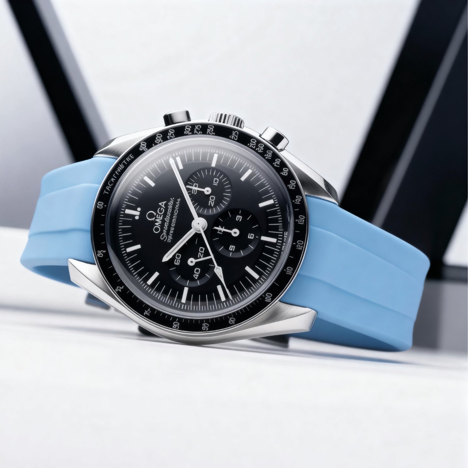 Rubber Strap - For Omega Speedmaster - Baby Blue - Helvetus