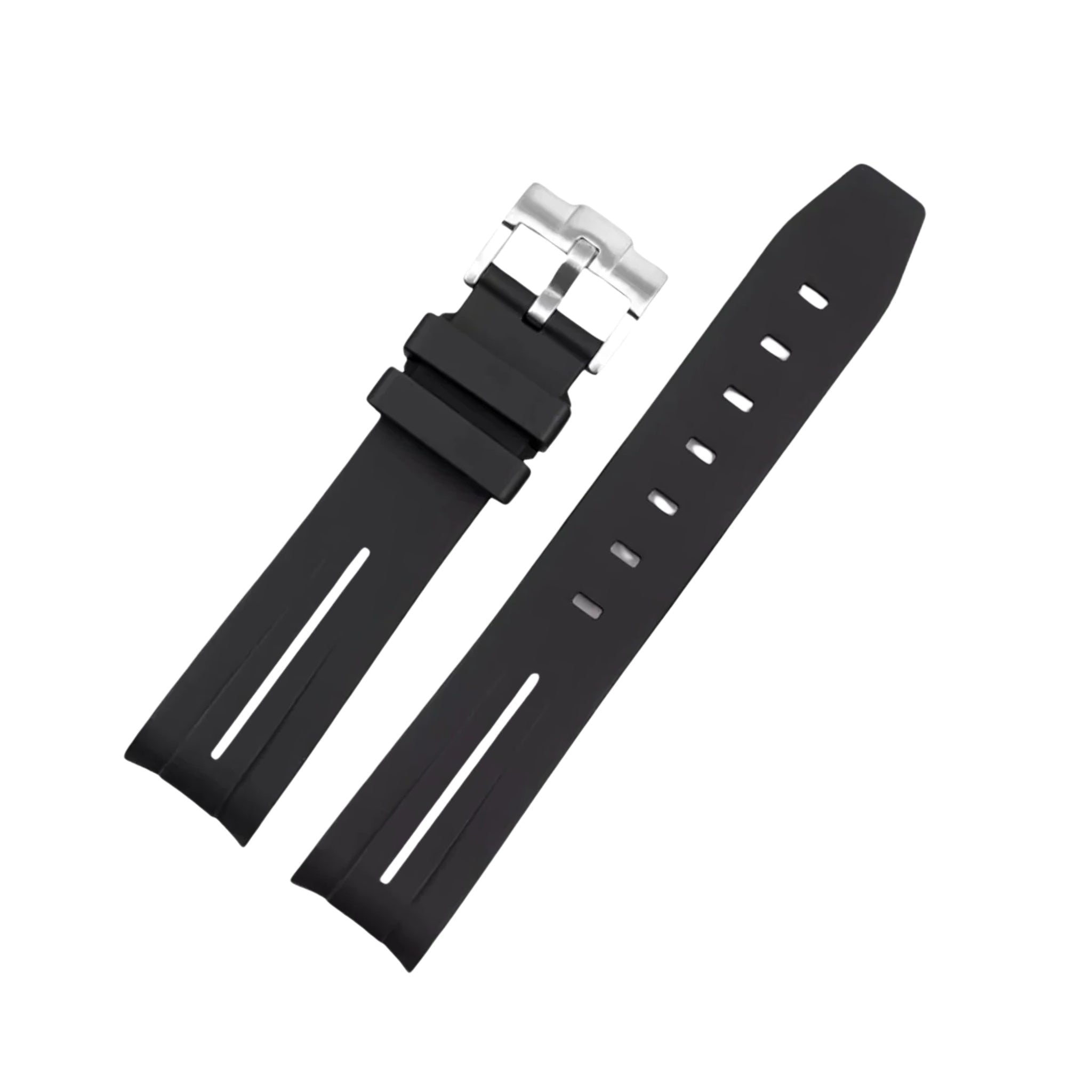 Rubber Strap - For Omega Speedmaster - Black w/White Line | LuxLine® - Helvetus
