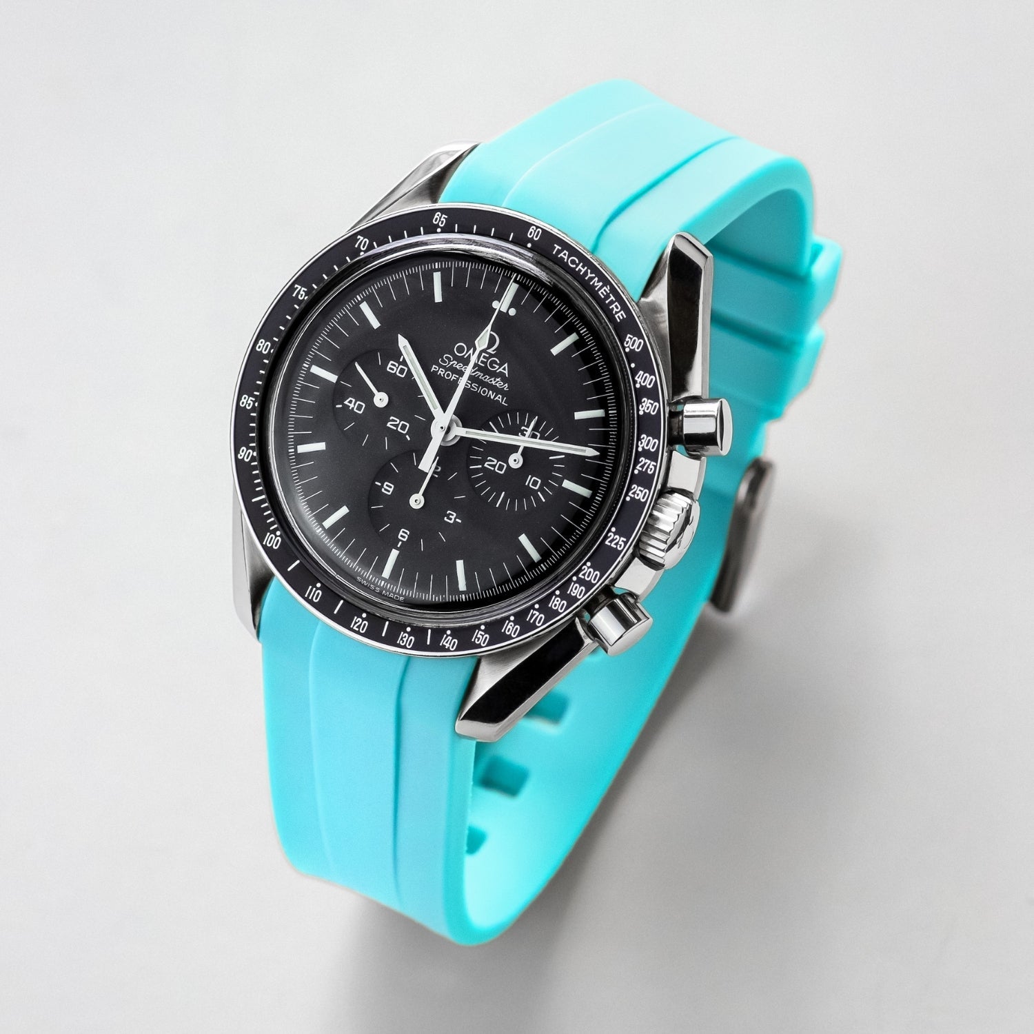 Rubber Strap - For Omega Speedmaster - Turquoise - Helvetus