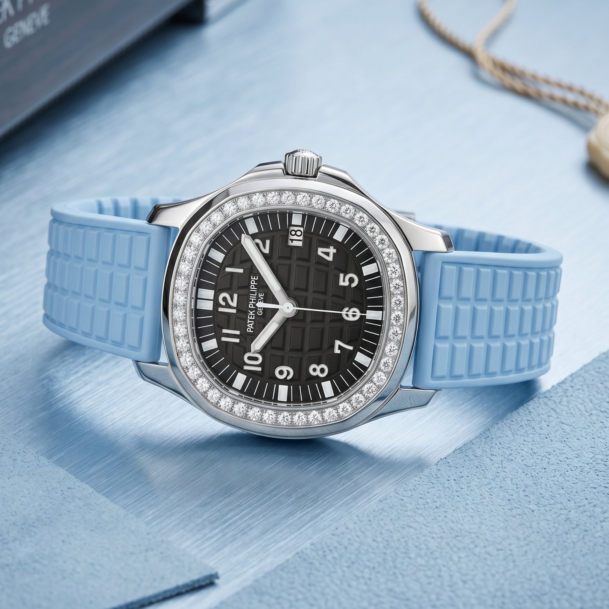 Rubber Strap - For Patek Philippe Aquanaut 5067A-001, 5065, 5066, 5064, 5068R & More - Baby Blue - Helvetus
